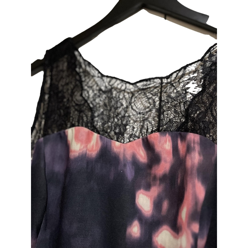 Women's Adrianna Papell Dress Size 16 Black Pink Floral Lace - Picture 4 of 8